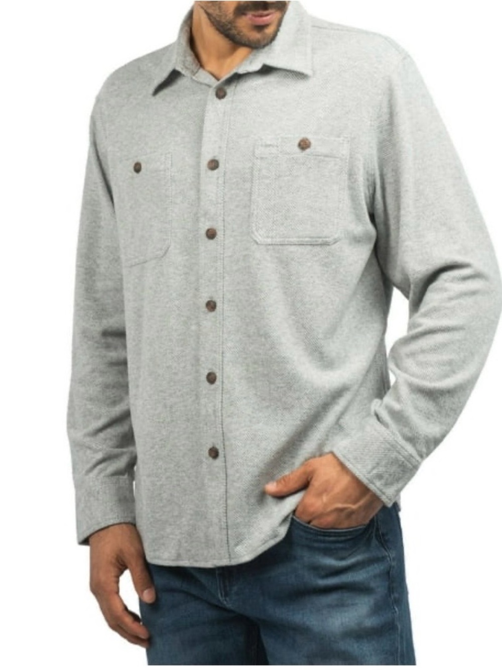 Jachs Light Gray Casual Button-Down Shirt